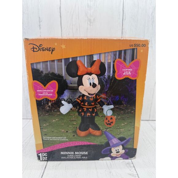 Disney Minnie Mouse Halloween Airblown Inflatable Orange Black Gemmy 3.5" WORKS - Picture 2 of 13